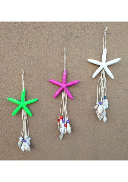 Üçlü Deniz Yıldızı Deniz Kabuklu Duvar Bahçe Balkon Süsü Rüzgar Çanı