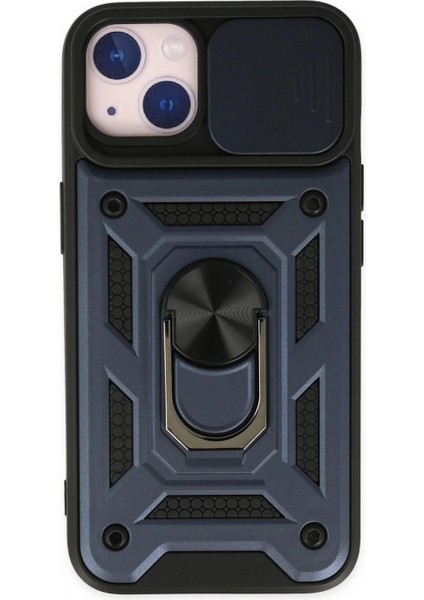 iPhone 14 Kılıf Pars Lens Yüzüklü Silikon - Lacivert