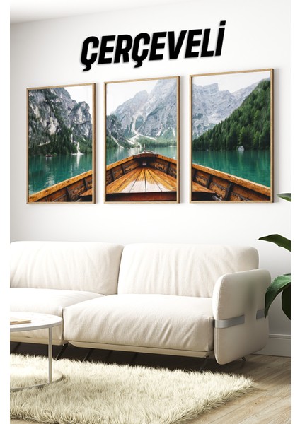 Ahşap Çerçeveli Mdf Tablo Seti Salon ve Oturma Odası Için ÇT3091 23 x 32