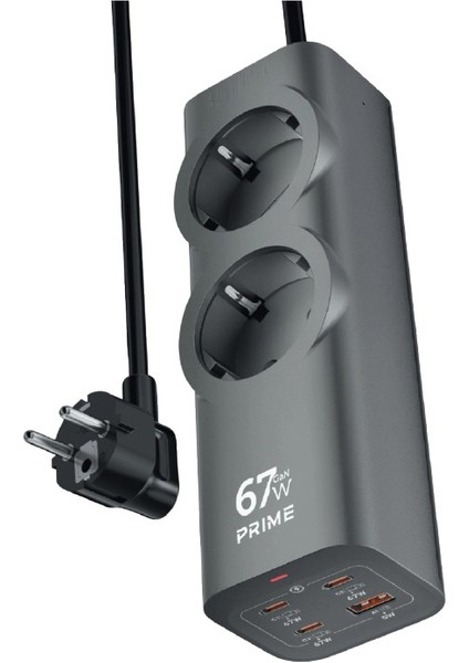 FC54 6in1 Gan Masaüstü Priz | Şarj Cihazı | 1 x Usb-A | 3 x Usb-C | 2 x 220V