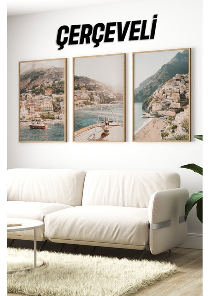 Ahşap Çerçeveli Mdf Tablo Seti Salon ve Oturma Odası Için ÇT3097 23 x 32