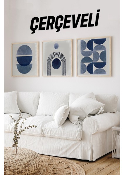 Ahşap Çerçeveli Mdf Kare Tablo Seti Salon ve Oturma Odası Için KR4008 23 x 23