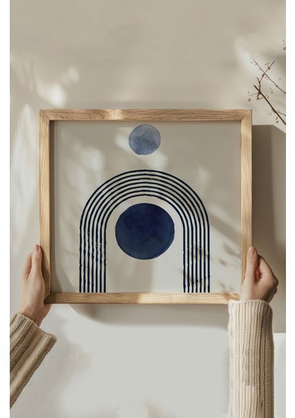 Ahşap Çerçeveli Mdf Kare Tablo Seti Salon ve Oturma Odası Için KR4008 23 x 23