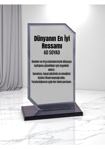 Plaket Isme Özel Ressama Ödül Başarı Hediyesi
