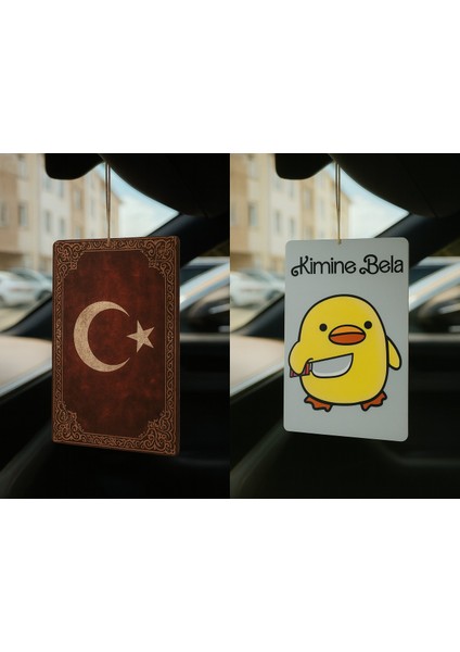 Türk Bayrağı ve Kimine Bela Kimine Fena - Ikili Oto Kokusu - Dekoratif Araç Kokusu ve Aksesuarı
