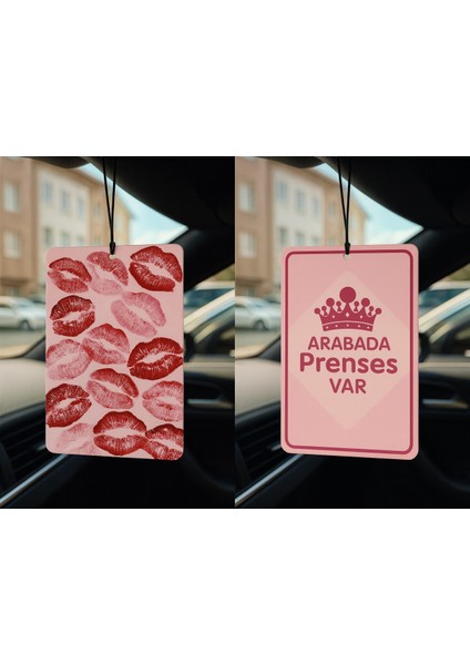 Öpücük ve Arabada Prenses Var - Ikili Oto Kokusu - Dekoratif Araç Kokusu ve Aksesuarı