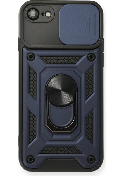 iPhone 7 Kılıf Pars Lens Yüzüklü Silikon - Lacivert