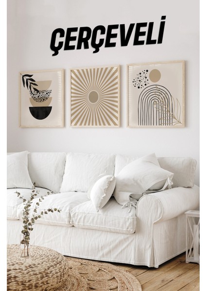 Ahşap Çerçeveli Mdf Kare Tablo Seti Salon ve Oturma Odası Için KR4002 23 x 23