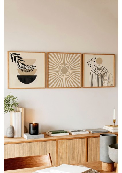 Ahşap Çerçeveli Mdf Kare Tablo Seti Salon ve Oturma Odası Için KR4002 23 x 23 modelleri