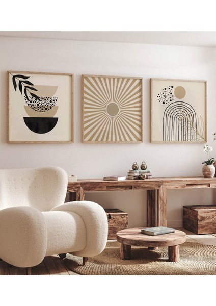 Ahşap Çerçeveli Mdf Kare Tablo Seti Salon ve Oturma Odası Için KR4002 23 x 23 fırsatları