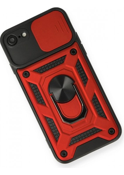 iPhone 7 Kılıf Pars Lens Yüzüklü Silikon - Kırmızı modelleri