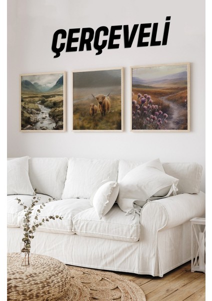 Ahşap Çerçeveli Mdf Kare Tablo Seti Salon ve Oturma Odası Için KR4010 23 x 23