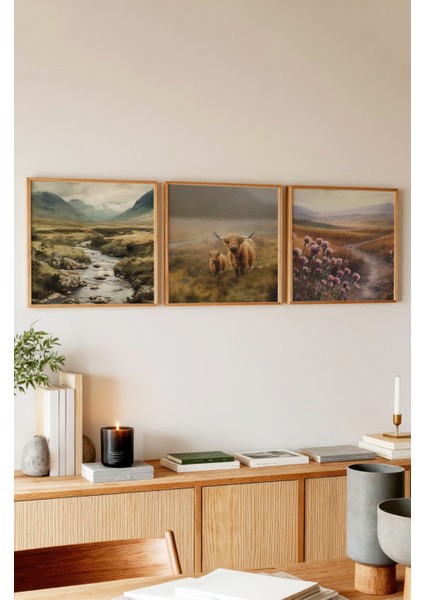 Ahşap Çerçeveli Mdf Kare Tablo Seti Salon ve Oturma Odası Için KR4010 23 x 23 modelleri