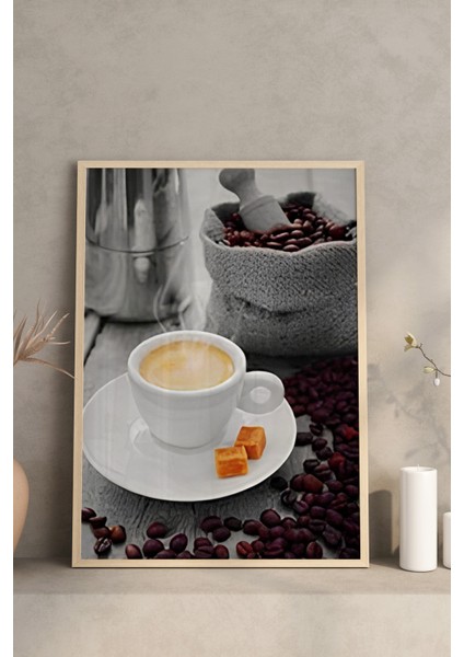 ☕ Renkli Retro Kahve Keyfi – 3’lü Ahşap Çerçeveli Tablo Seti CRV1007 23 x 32 modelleri