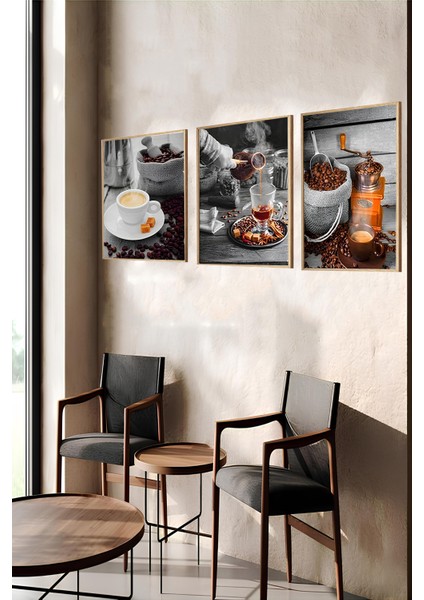 ☕ Renkli Retro Kahve Keyfi – 3’lü Ahşap Çerçeveli Tablo Seti CRV1007 23 x 32 indirimleri