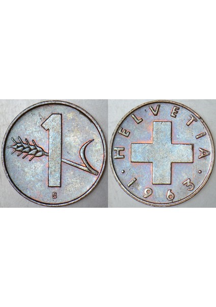 Isviçre 1 Rappen 1963.