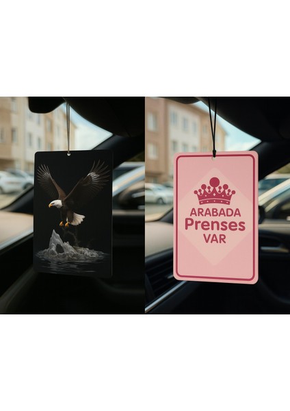 Kartal ve Arabada Prenses Var - Ikili Oto Kokusu - Dekoratif Araç Kokusu ve Aksesuarı