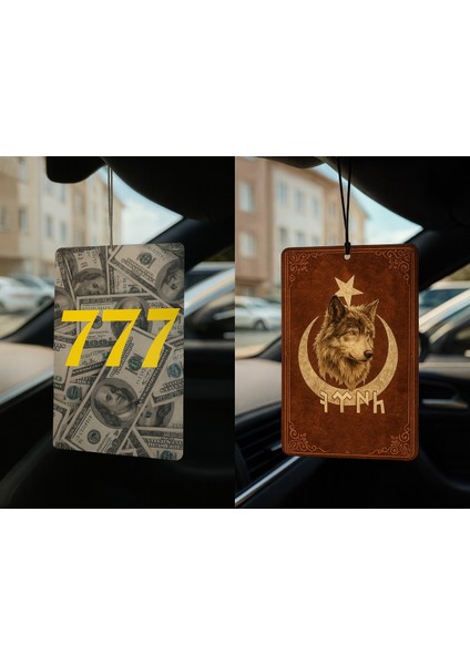 Dolar Manifest 777 ve Göktürk Türk Kurt - Ikili Oto Kokusu - Dekoratif Araç Kokusu ve Aksesuarı