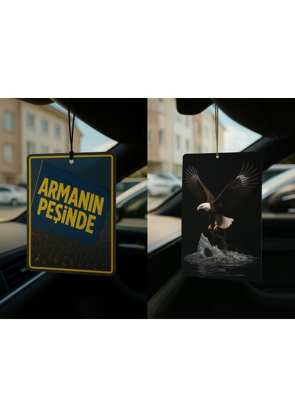 Sarı Lacivert Armanın Peşinde ve Kartal - Ikili Oto Kokusu - Dekoratif Araç Kokusu ve Aksesuarı