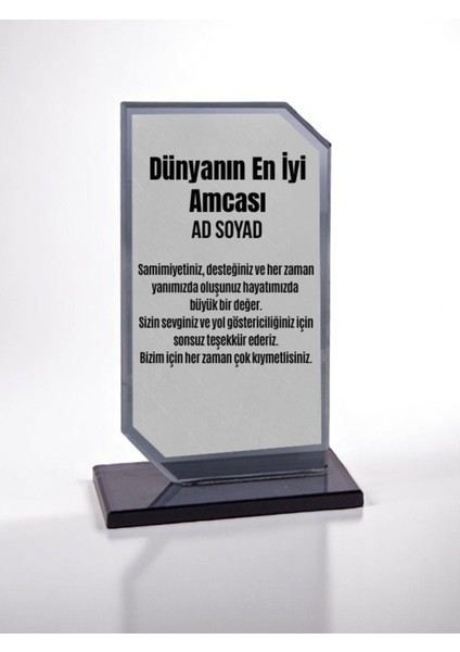Amcaya Hediyelik Plaket Ödül Başarı Plaketi Amca Hediyesi