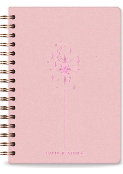 2026 Spiralli A5 Haftalık Ajanda – Kir ve Suya Dayanıklı Sert Kapak - Pembe fırsatları