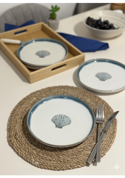 Moderna 4 Parça 21 cm Pasta Tabağı Tarçın Midye Desenli fiyatları
