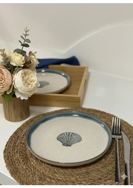 Moderna 4 Parça 21 cm Pasta Tabağı Tarçın Midye Desenli fırsatları