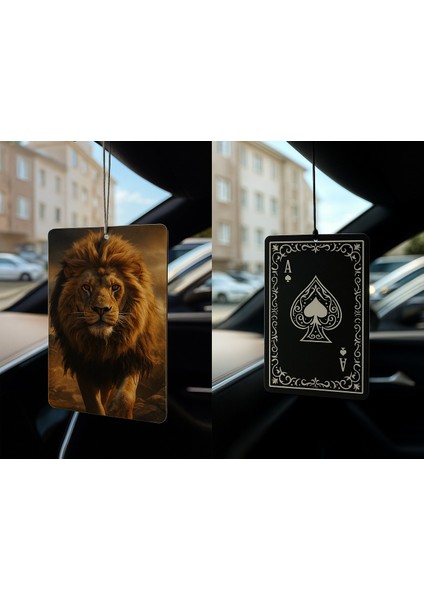 Aslan ve Maça As - Ikili Oto Kokusu - Dekoratif Araç Kokusu ve Aksesuarı