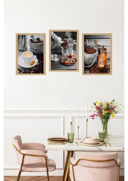 ☕ Kahve Tutkunlarına Özel 3'lü Tablo Seti – Çerçeve Görünümlü Mdf Tasarım ☕ CRVS1007 13 x 17 fırsatları