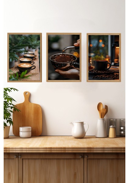 ☕ Coffee Moments – 3’lü Çerçeve Görünümlü Tablo Seti (3 Ebat Seçeneği) CRVS1001 13 x 17 fırsatları