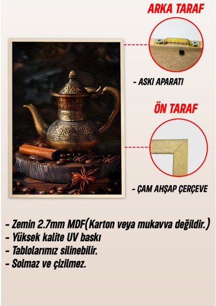 ☕️ Geleneksel Kahve Ruhunu Yansıtan 3'lü Çerçeveli Mdf Tablo Seti CRV1006 23 x 32