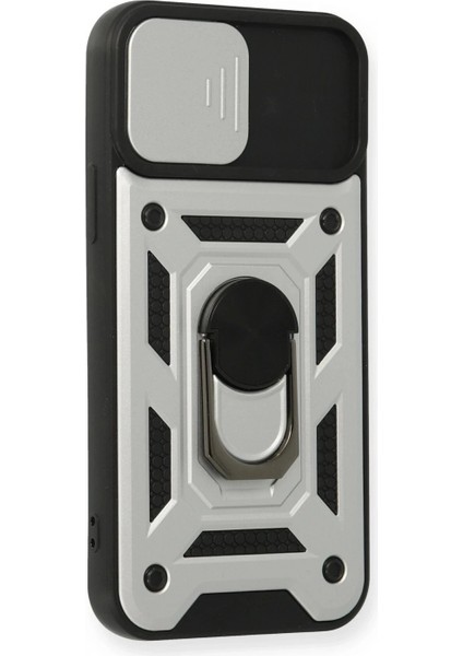 iPhone 12 Pro Kılıf Pars Lens Yüzüklü Silikon - Gümüş fiyatları