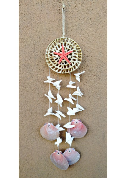 Deniz Kabuklu Deniz Yıldızlı Duvar Süsü Balkon Süsü Bahçe Süsü Ev Dekor Hediyelik Eşya Rüzgar Çanı