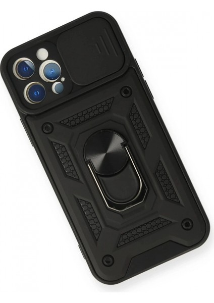 iPhone 12 Pro Kılıf Pars Lens Yüzüklü Silikon - Siyah modelleri