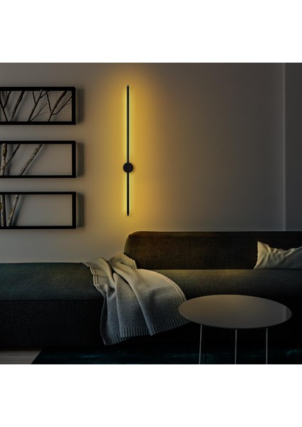 Modern Led'li Uzun Çubuk Aplik Pütürlü Siyah, Tekli LED Duvar Aplik Aydınlatma 3000K Sarı Işık SWORD-13484 fiyatları