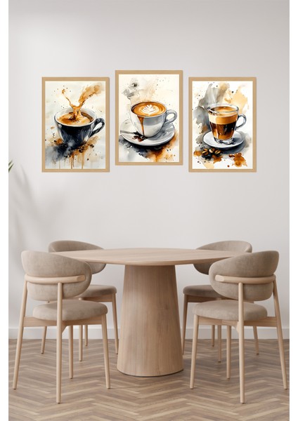 ☕ Kahve Tutkunlarına Özel Çerçeve Görünümlü 3’lü Tablo Seti CRVS1004 13 x 17 fiyatları