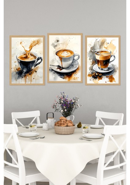 ☕ Kahve Tutkunlarına Özel Çerçeve Görünümlü 3’lü Tablo Seti CRVS1004 13 x 17 indirimleri