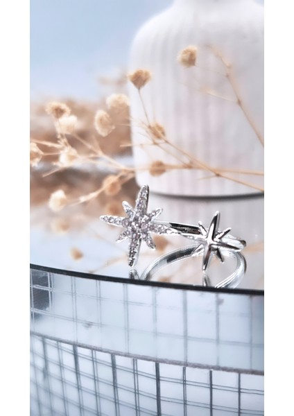 Kutup Yıldızı Figürlü Çelik Kaplama Yüzük