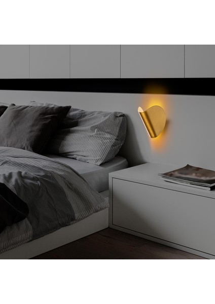 Modern Led'li Aplik Parlak Gold Ambiyans Tekli Duvar LED Aydınlatma, 3000K Sarı Işık HEYBE-13624