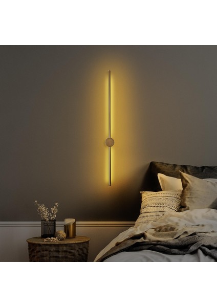 Modern Led'li Uzun Çubuk Aplik Parlak Gold, Tekli LED Duvar Aplik Aydınlatma 3000K Sarı Işık SWORD-13487