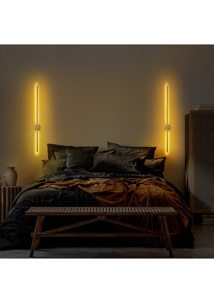 Modern Led'li Uzun Çubuk Aplik Parlak Gold, Tekli LED Duvar Aplik Aydınlatma 3000K Sarı Işık SWORD-13487 modelleri