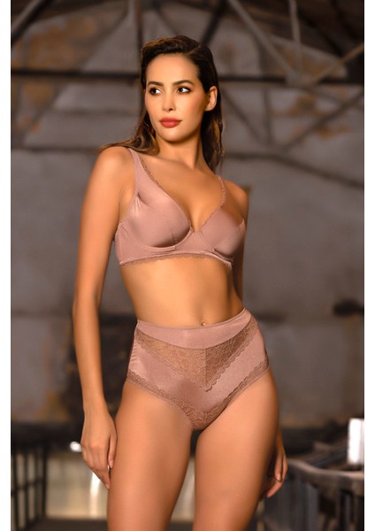 Giorgia Control Slip,yüksek Bel Kadın Dantelli Vizon Külot