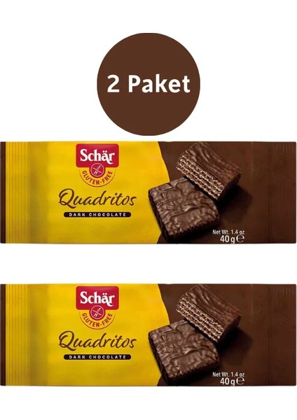 Quadritos Glutensiz Çikolata Kaplamalı Gofret 40 gr (2 Adet)