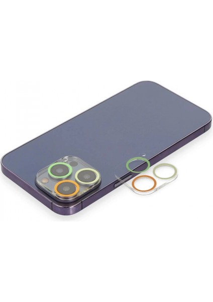 iPhone 13 Pro Renkli Kamera Lens Koruma Cam - Sarı-Turuncu