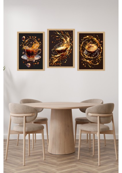 🖼️ 3'lü Çerçeve Görünümlü Kahve Temalı Tablo Seti – 13X17 / 21X30 / 30X40 cm Ebat CRVS1010 13 x 17 fiyatları