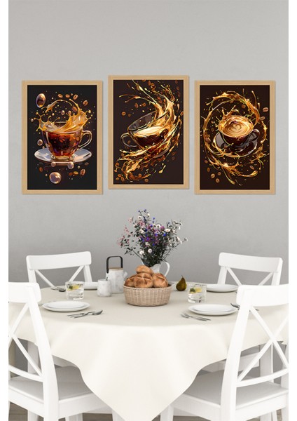 🖼️ 3'lü Çerçeve Görünümlü Kahve Temalı Tablo Seti – 13X17 / 21X30 / 30X40 cm Ebat CRVS1010 13 x 17 indirimleri