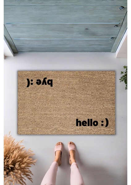 Modern Dijital Baskı - Hello - Bye Paspas - Kapi Onu Paspasi