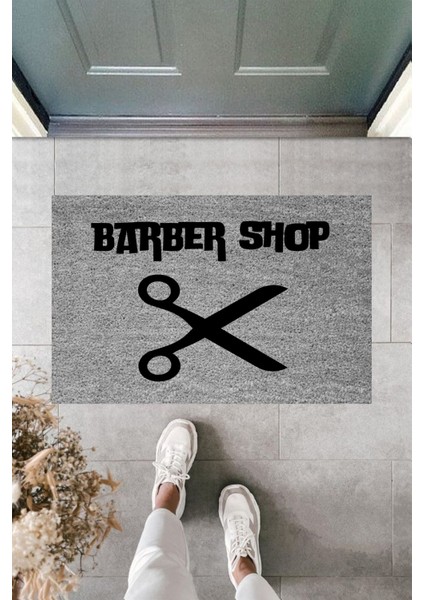 Modern Paspas -Barber Shop- Özel Tasarım Kapı Önü Paspası