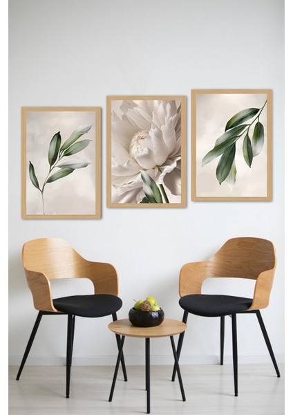 🌿 Zarif Yaprak Dokunuşları – 3’lü Mdf Uv Baskılı Tablo Seti (13X17 / 21X30 / 30X40 Cm) CRVS1034 13 x 17 modelleri