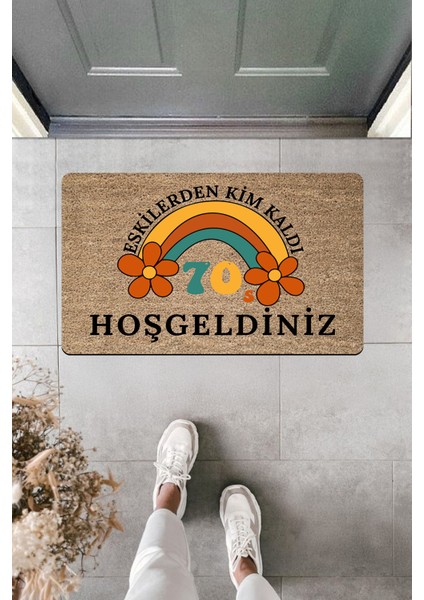 Yüksek Kaliteli Dijital Baskı 70'ler Kuşağı ''eskilerden Kim Kaldı'' Kapı Önü Paspası